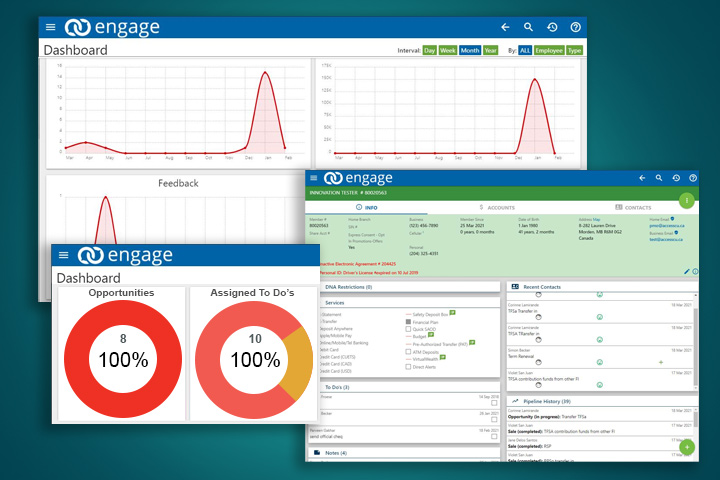 Views of the Engage CRM tool